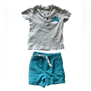 Carter’s Short Sleeve Henley Shorts Outfit | 18M